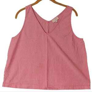 LOFT Pink and White Striped Blouse